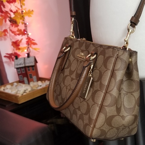 Coach Handbags - NEW! Coach Signature Mini Surrey Carryall Brown